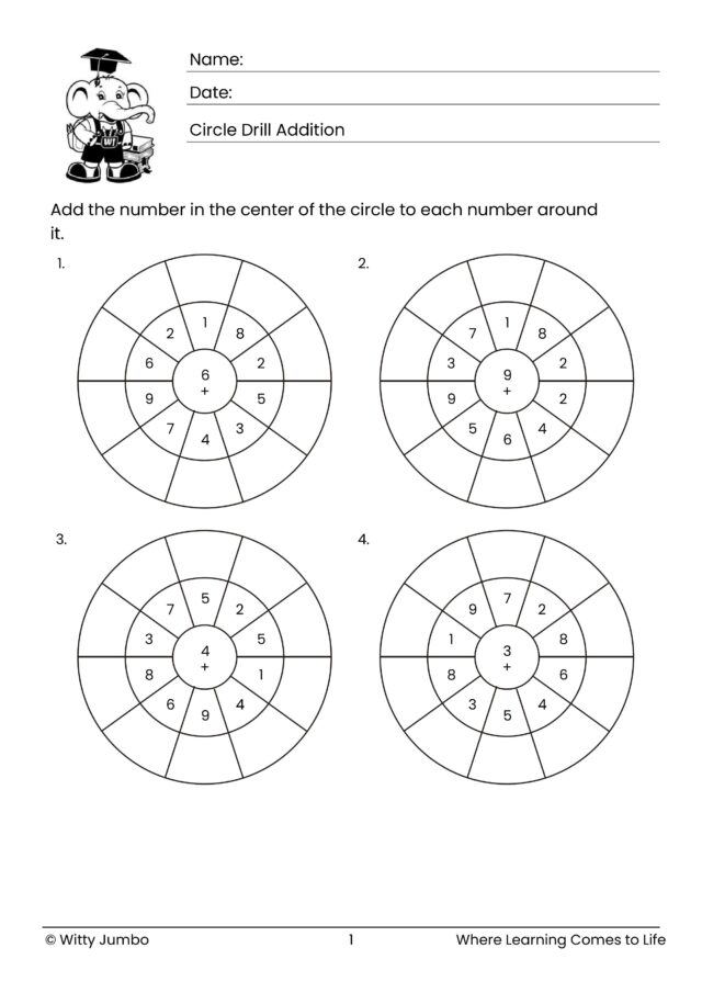 Addition Practice Circle – 1 to 10